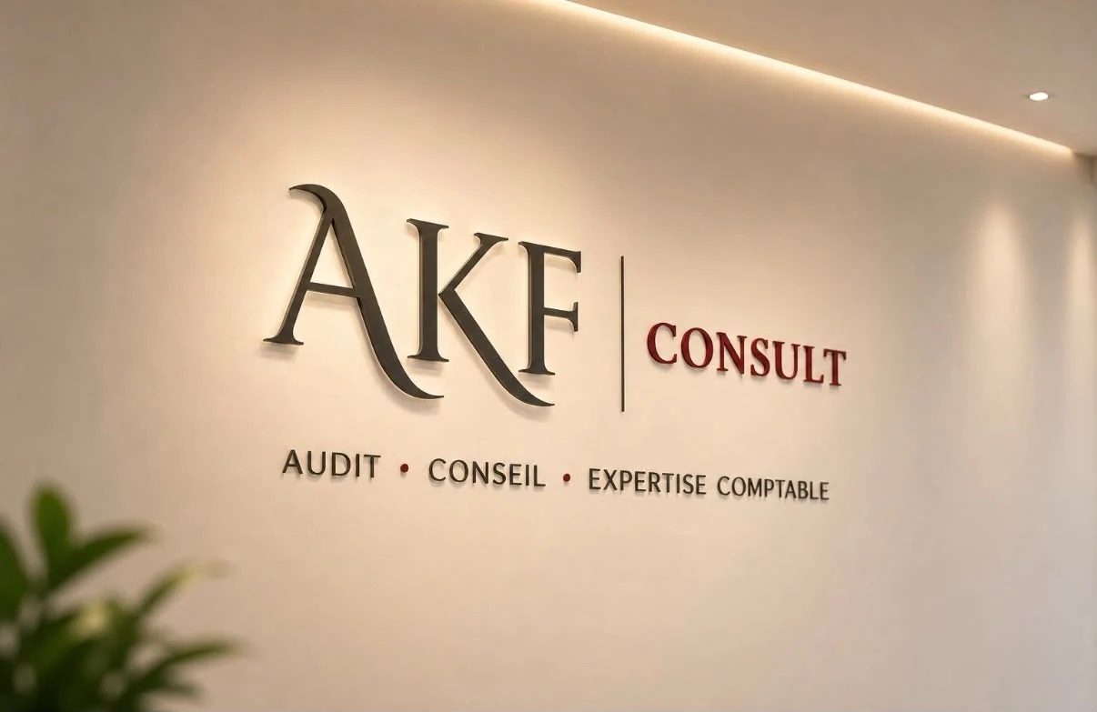 Enseigne AKF CONSULT dans les bureaux du cabinet à Temara